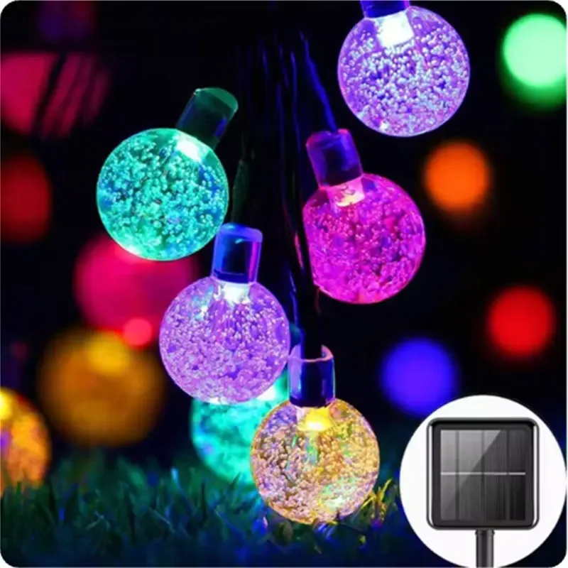 Solar Crystal Globe LED String Lights 60 LED 8 Lighting Modes IP65 Fairy Light Christmas Garland For Garden Party Decor 1pc/2pcs