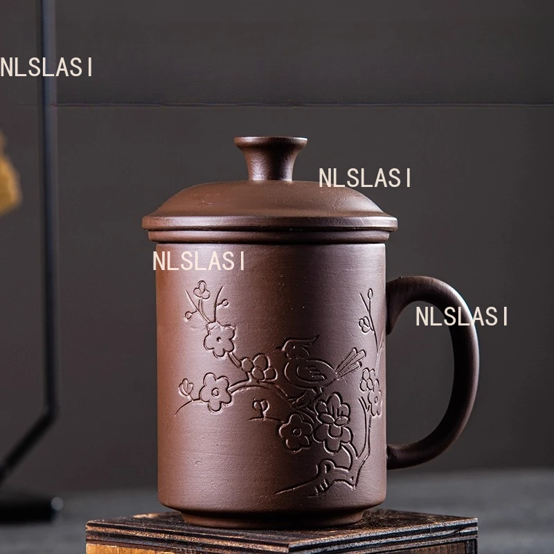 Purple Clay Tea Cup Master Specific Kung Fu Tea Cup Household Ceramic Mug Chinese Large Capacity Health Cup Drinking Utensils