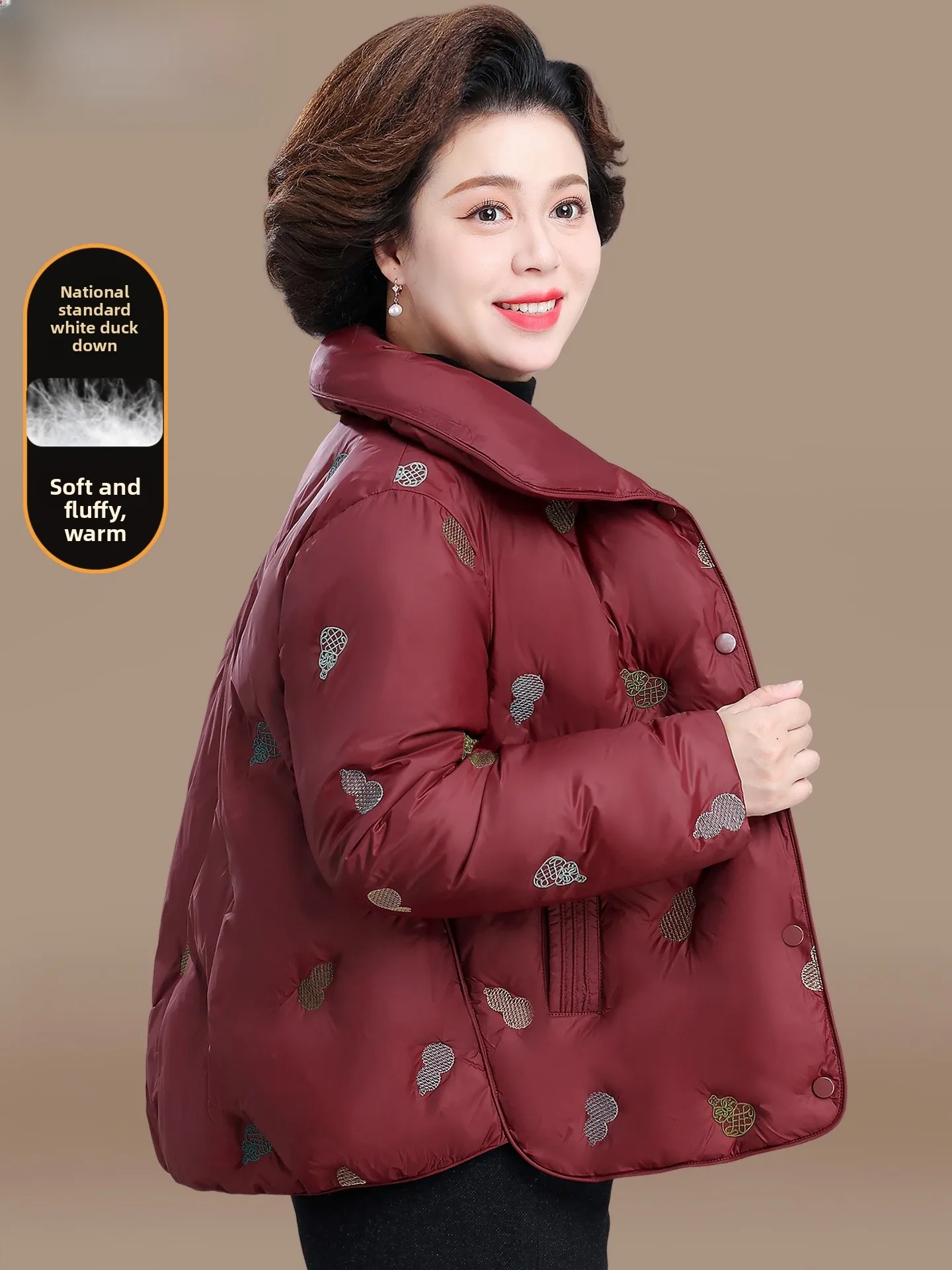 

Модная пуховая куртка для пожилых женщин, больших размеров, свободного кроя, осенне-зимнее теплое пальто с карманами для женщин среднего возраста