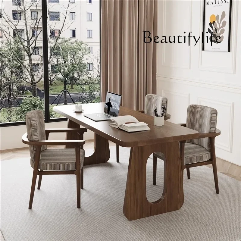 TT Household solid wood long desk to learn to go to the living room chemical student double writing table simple modern computer