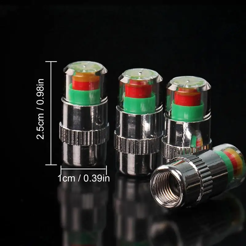 4pcs Car Tire Pressure Indicator Tire Pressure Gauge Indicator Alert Monitoring Valve Cap Sensor External Valve Detection