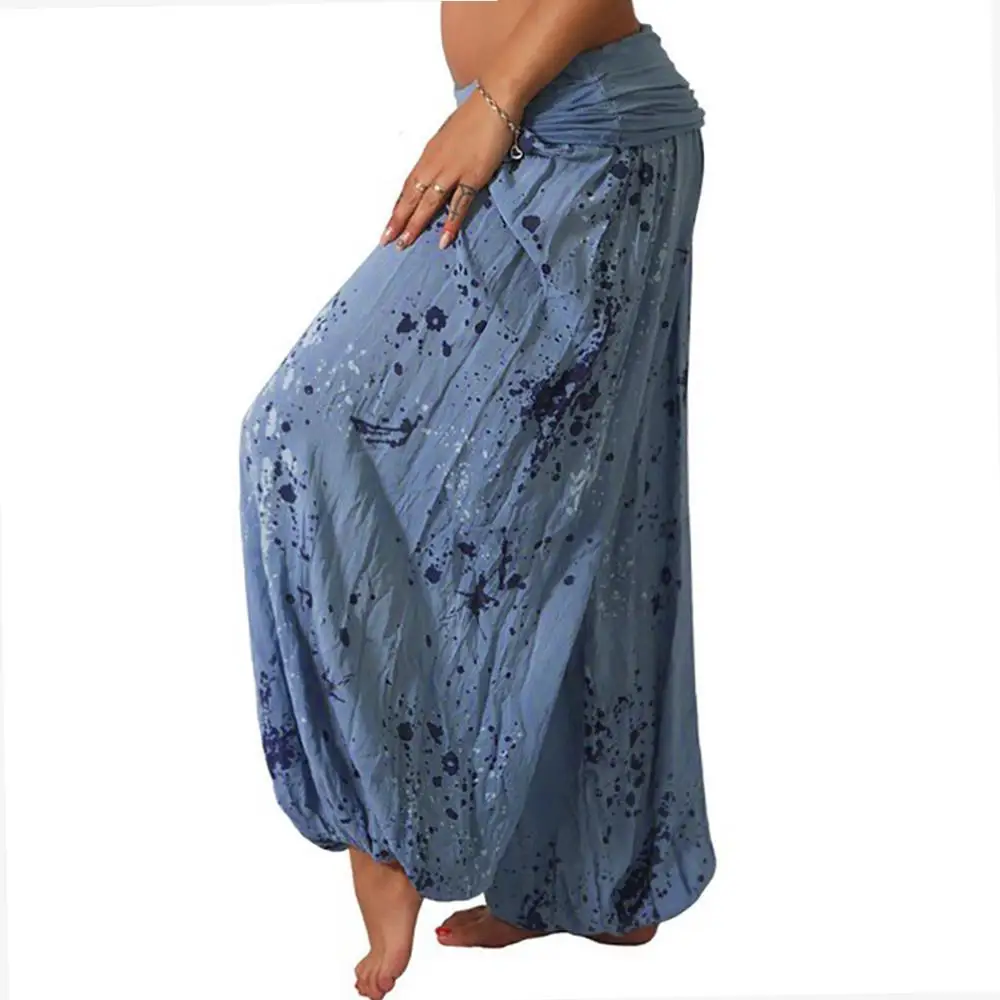 عادية مطبوعة بنطال ذو قصة أرجل واسعة المرأة فضفاضة تناسب الشارع Sle طويل مستقيم أنبوب بنطلون l الخصر القطن الصيف Faion #4