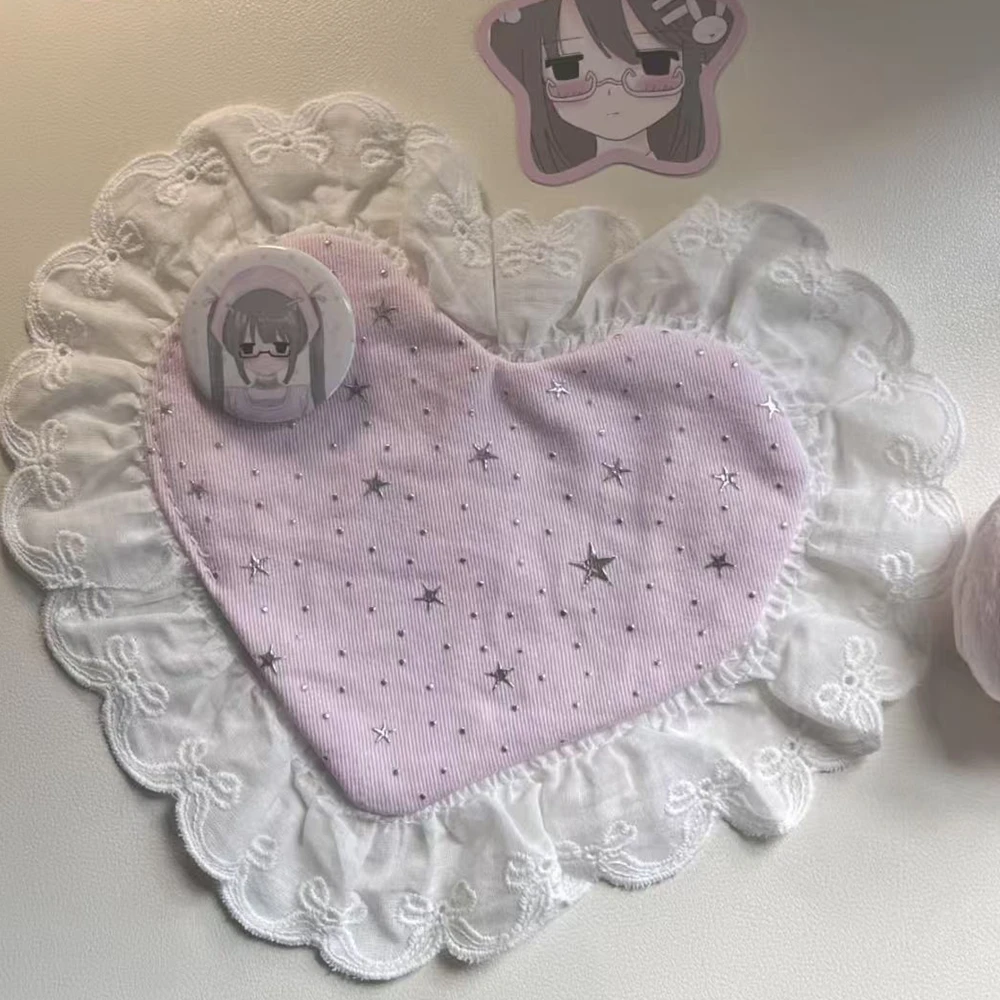 Korean Coasters Lace Heart-shaped Coaster Cute Girl Hearts Cotton Insulation Anti Slip Coasters Home Decoration Accessories