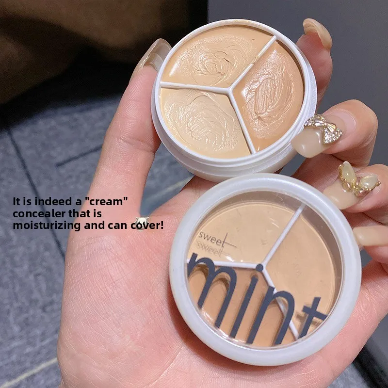 Three-Tone Mineral Foundation Non-Caking Concealer Acne Scar & Dark Circle Corrector Under-Eye Brightening Makeup