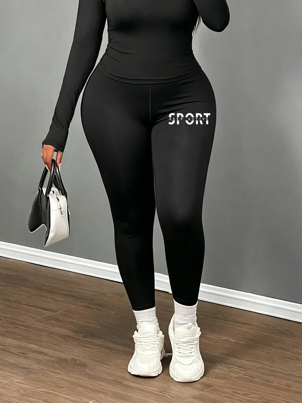 Sport Keep Active Letter Prints Women High Waist Tights Casual Elastic Trousers Fleece Thicken Pants Winter Slim Velvet Leggings