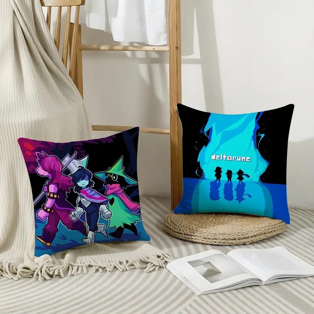 Popular Game D-DeltaruneS Cushion Cover Short Plush Breathable Pillowcase Odorless Invisible Zipper Washable Removable