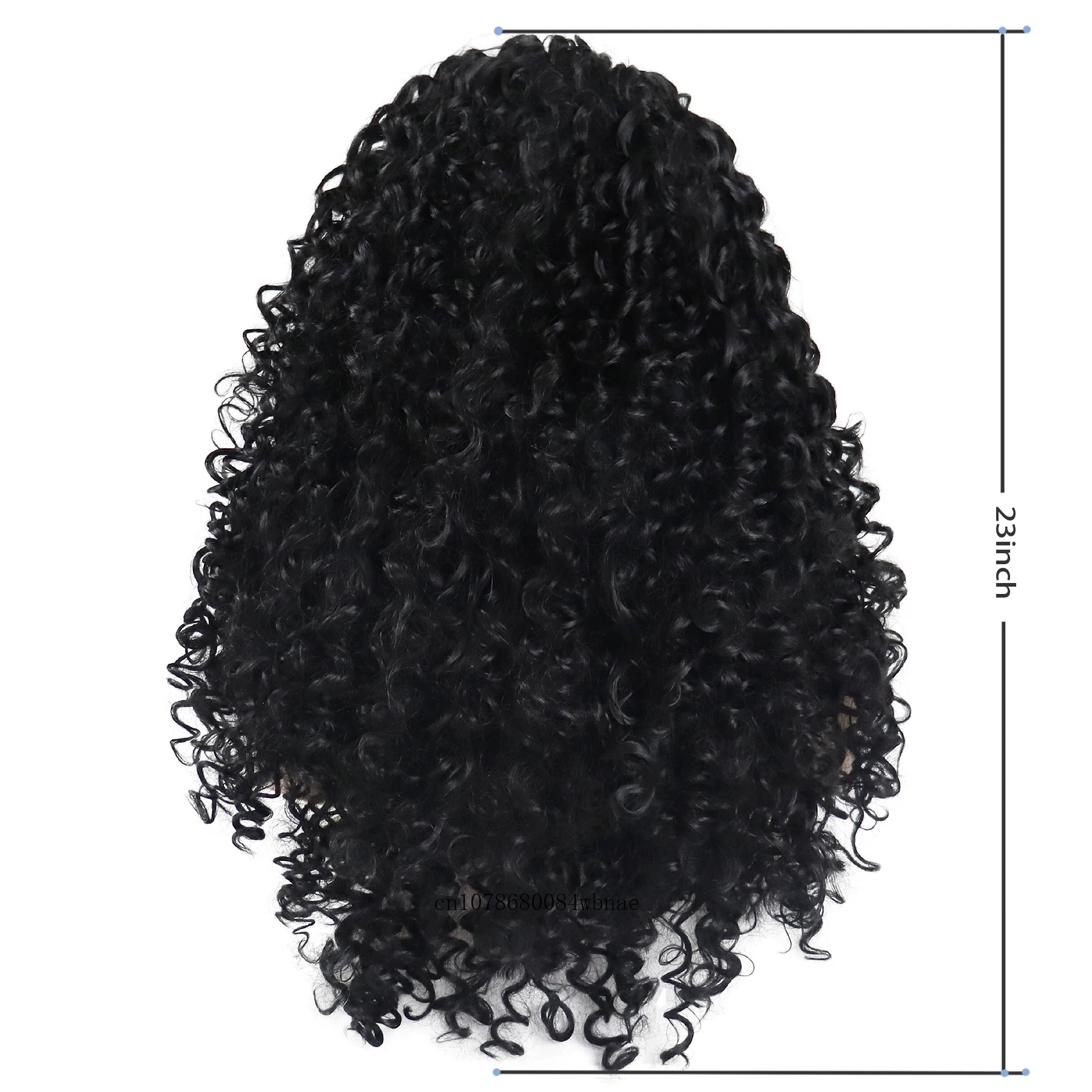 Perruque Synthétique Longue et Bouclée avec Raie au Milieu pour Femme Noire, Vague Profonde, Sertissage Naturel, Remplacement de Cheveux, 23 Pouces