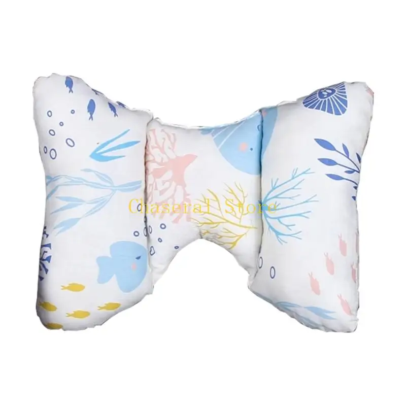 E7CE Infant Strollers Pillow Butterfly Design Ergonomic Head Neck Support Breathable Cotton Cushion For Bassinet Car