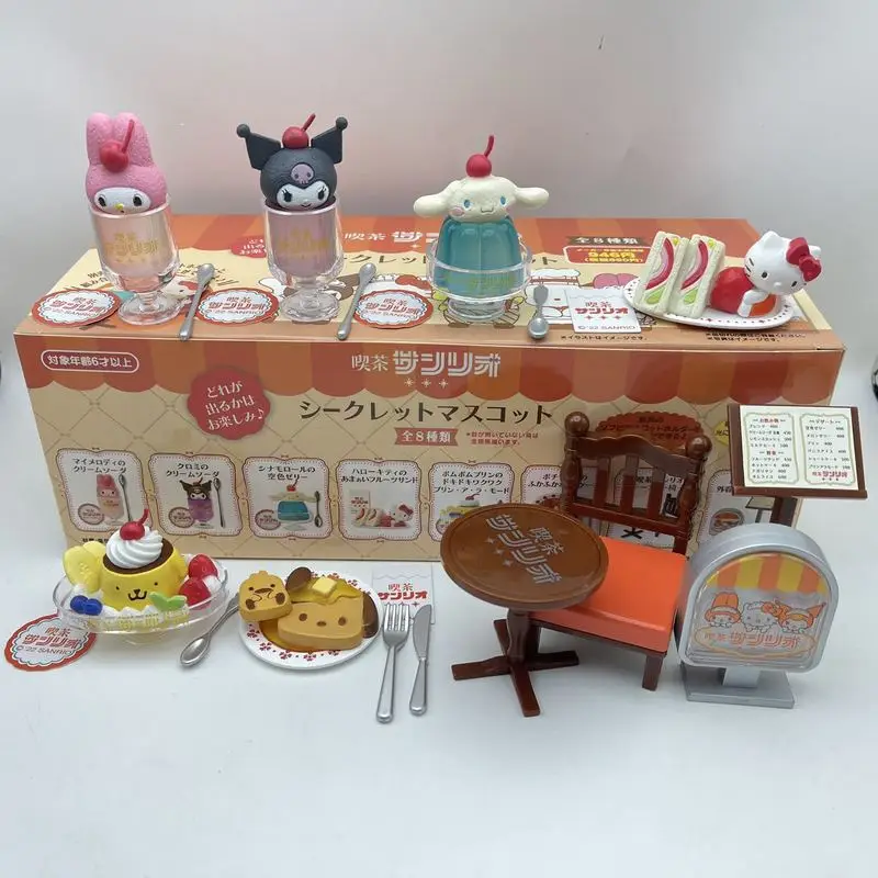 

Retro Coffee Store Series Blind Box Kuromi Cinnamoroll Make Tea Action Figure Cute Kid Toys Desktop Decoration Birthday Gifts