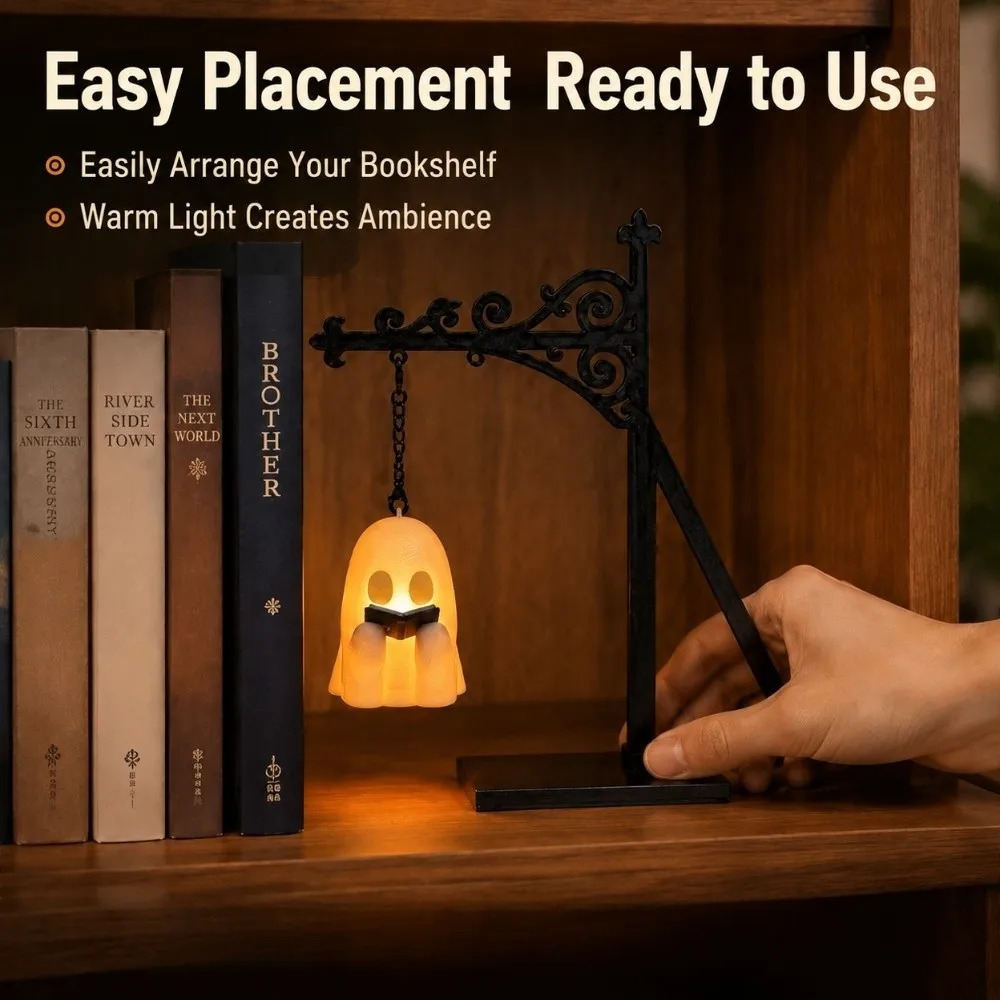 Warm Library Lantern Bookshelf Lamp Ghost Halloween LED Bookshelf Lighting Decorative Santa Claus Vintage Miniature Street Lamp