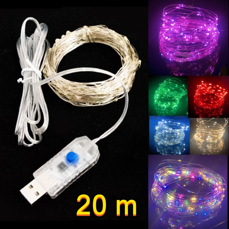 Led Copper Wire Fairy Lights USB Powered LED String Lights 8 ModeOutdoor Lamp Garland Luces for Christmas Party Wedding Decor