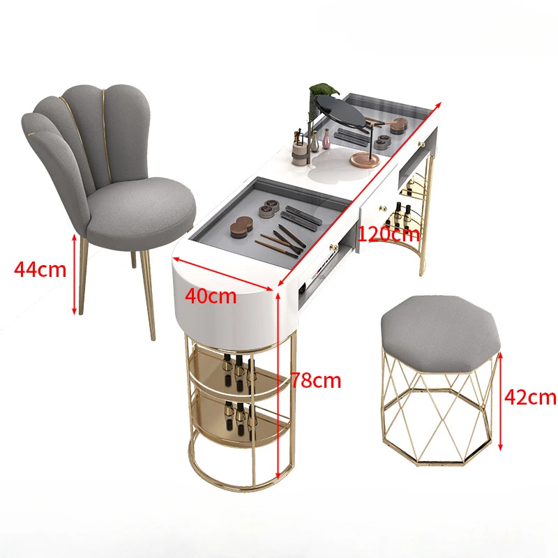 Design Gold Nagel Schreibtisch Profis Luxus ästhetische moderne Nagel tisch Maniküre Designer Tavolo Unghie Salon Möbel