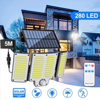 Solar Light Outdoor 280 LED Integrated Super Bright Motion Sensor Strong Power IP65 Waterproof 3 Working Modes Garden Wall Lamp
