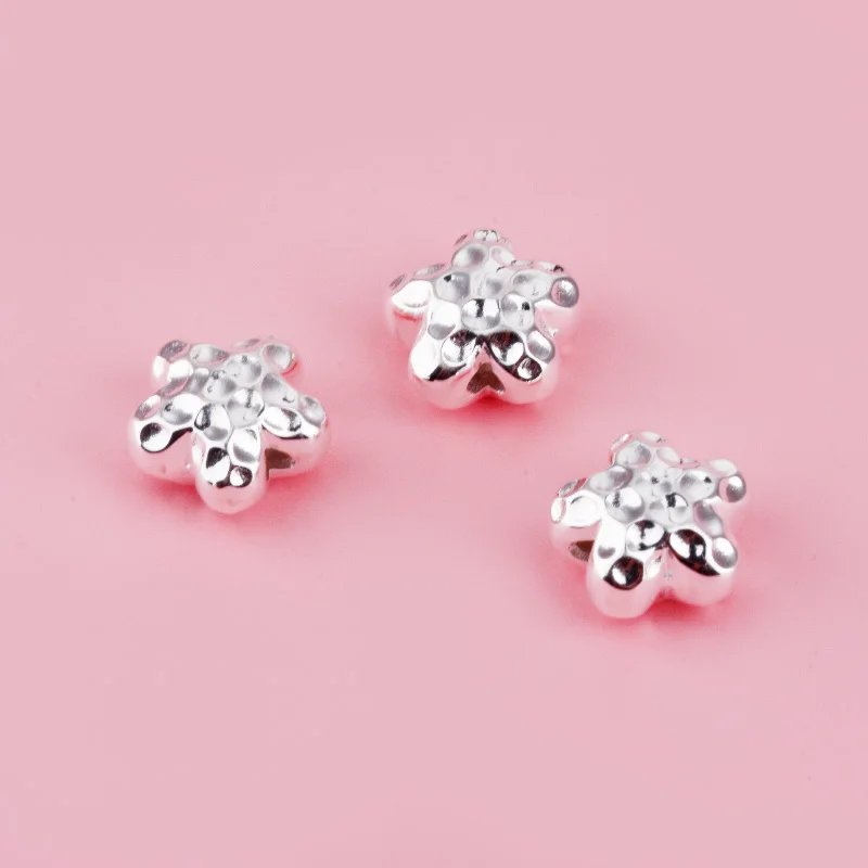 S925 pure silver concave and convex irregular texture star spacer bead Handmade DIY accessory