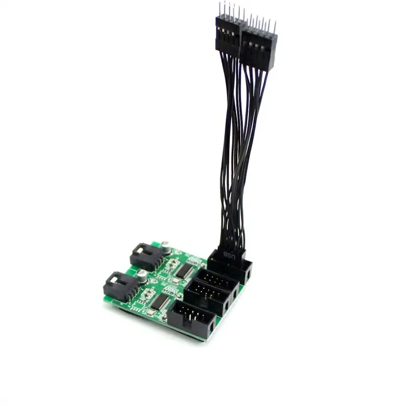 Angitu Front Panel USB 9Pin 1 to 2 Extension Cable Mothboard USB 2.0 9 Pin/10Pin Female to Male Cable Black White-30cm