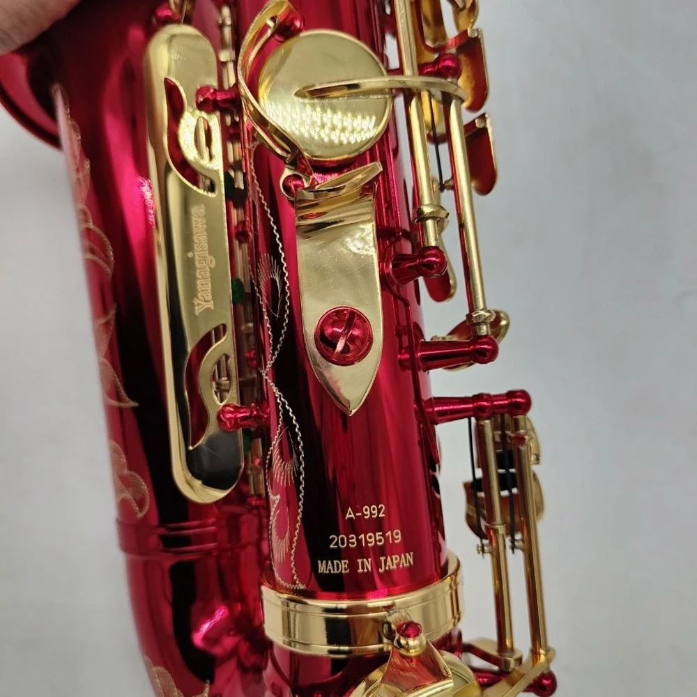 High Quality A-992 Alto Saxophone Red Eb Tone Hand Carved E-flat Professional Saxophone Jazz Instrument with Accessories