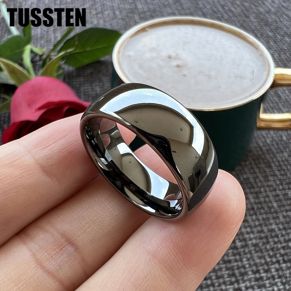 TUSSTEN 6/8MM Tungsten Carbide Ring Men Women Wedding Band Domed Polished Finish Comfortable Fit