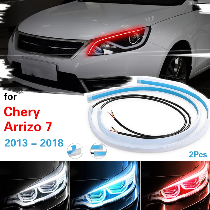 For Chery Arrizo 7 2013-2018 Headlamp Light Guide Strip Scan LED Running Water Light Daytime Running Light Turn Signal Light 12V