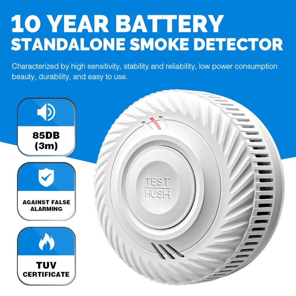 2400mah煙感知器、光と音の警告付き、一酸化炭素検知器、10年間バッテリーバックアップ、家庭用寝室用火災感知器