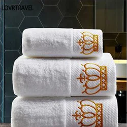 Super Absorbent Cotton Towel for Adults Embroidered Crown White Hotel Bath Towel Beach Towel Bathroom Accessories face towel