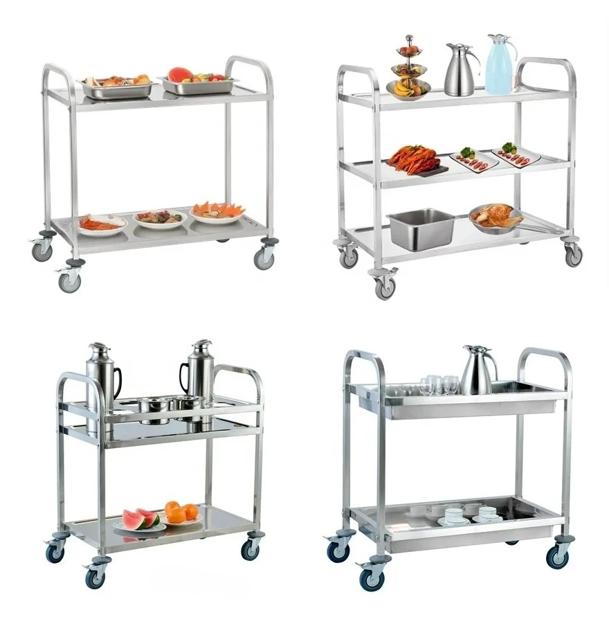 سعر المصنع للفنادق وغرفة المطبخ ومطعم الطعام عربة خدمة الطعام 3 طبقات عربة أدوات المرافق عربة المتداول