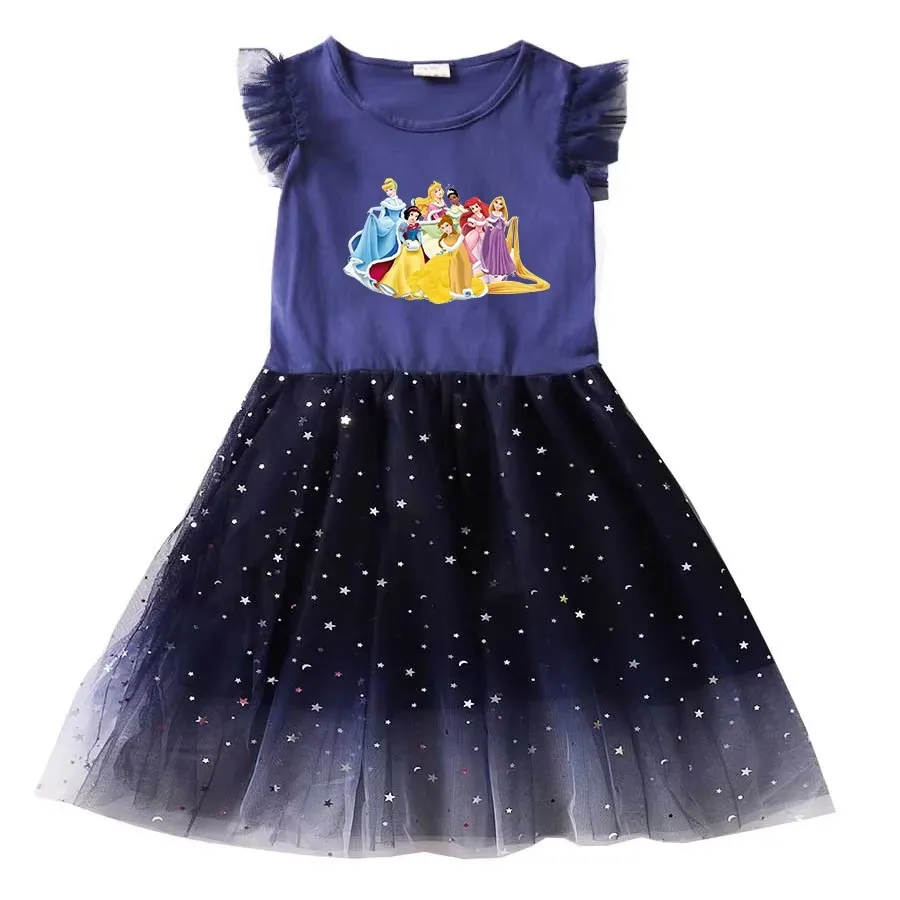 

Snow White Princess Summer Kids Dresses for Girls Kids Cartoon Short Sleeve Princess Dress Children's Prom Mesh Dresses