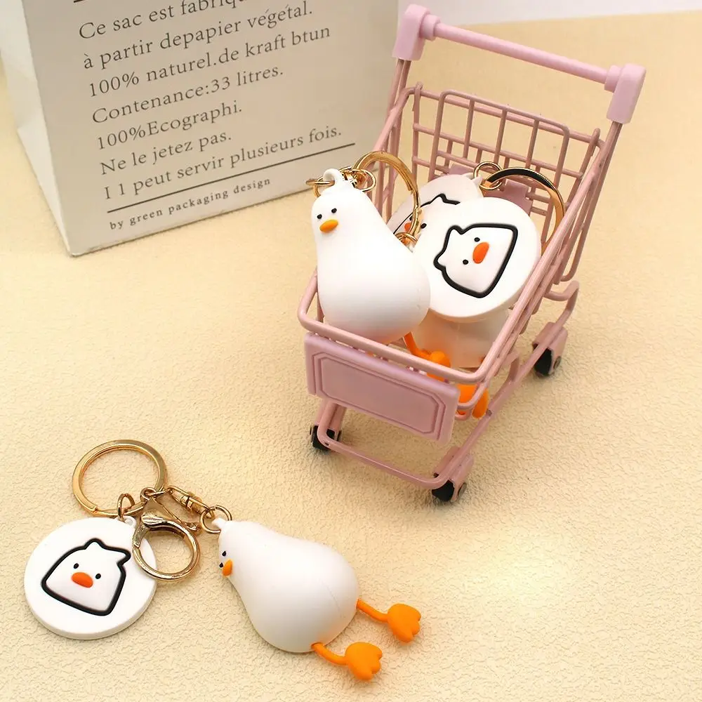 Cute Lying Down Duck Cartoon Lying Down Duck Keychain Animal Trinket Lying Duck Doll Keyring Ins Cartoon Pendant Accessories