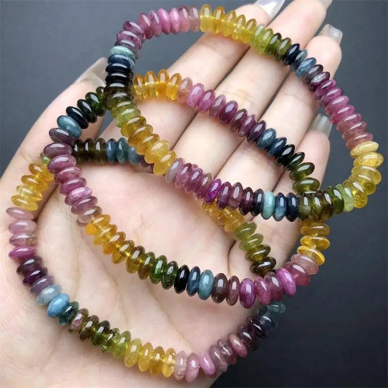 7MM Natural Tourmaline Bracelet Women Fashion Reiki Healing Energy Gemstone Bangles Wrist Jewelry Gift 1PCS