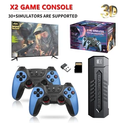 Nieuwe X2 Video Game Stick Console Of Slechts 2.4G Dubbele Draadloze Controller 4K Hd30000 Games 128G Retro Games Cadeau X2 Ultra