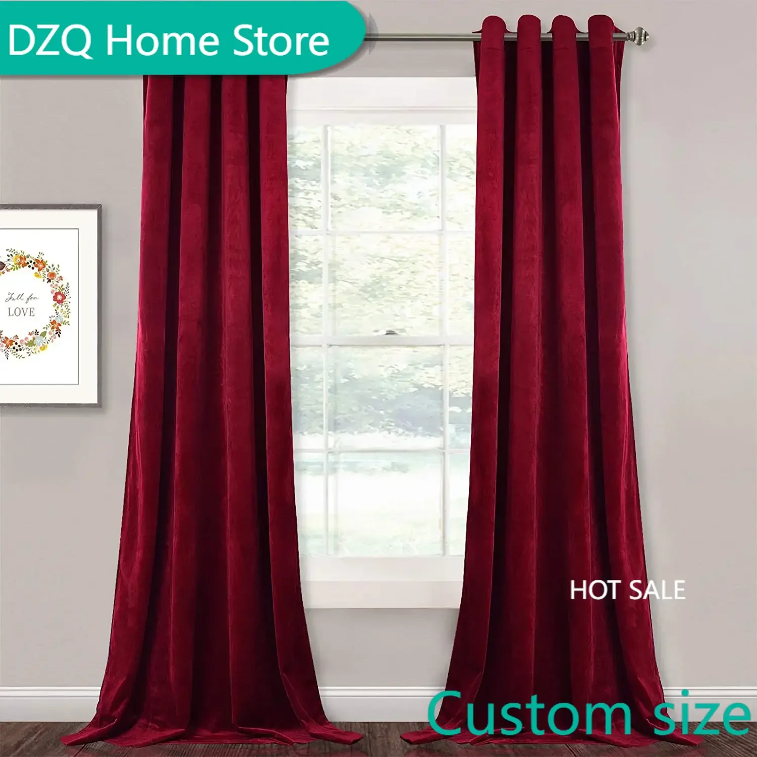 

Thermal Insulated Velvet Curtains, 100% Blackout Curtains, Noise Absorb, Window Dressing, Every Size