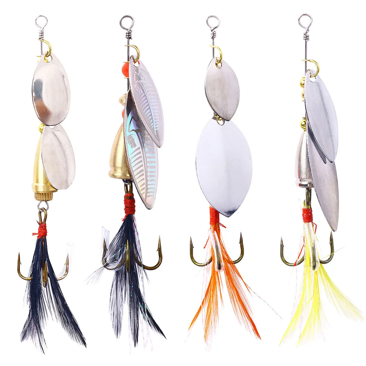 4 Stück Inline-Spinner-Angellöffel, Metallköder, Forellen-Angellöffel, Jigging-Spinner-Köder