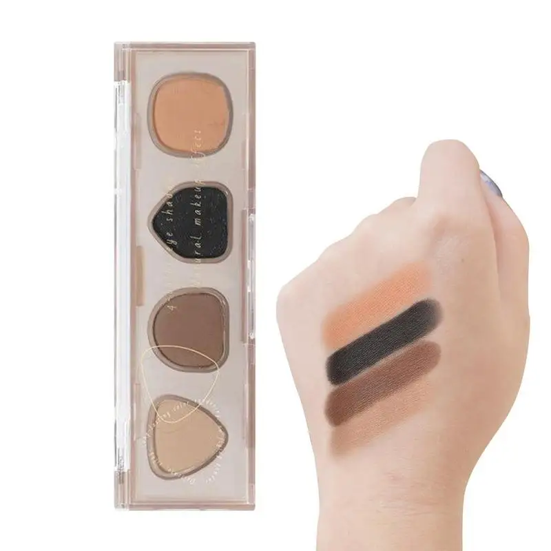 Paleta de maquillaje de 4 colores mate, sombras de ojos multifuncionales de alto brillo, suministros de maquillaje de larga duración