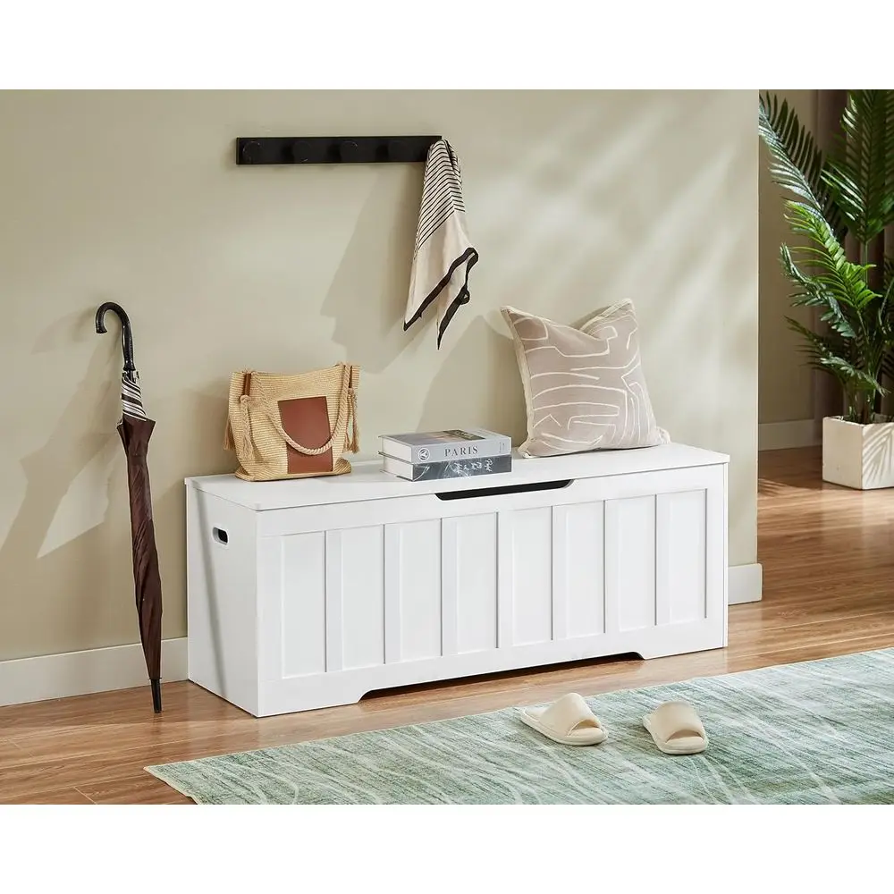 ตู้เก็บของไม้ขนาดใหญ่พิเศษ, ม้านั่งพร้อมบานพับนิรภัย, ที่เก็บรองเท้า, รับน้ำหนักได้ 220 ปอนด์, ประกอบง่าย, ห้องนอน, ห้องนั่งเล่น