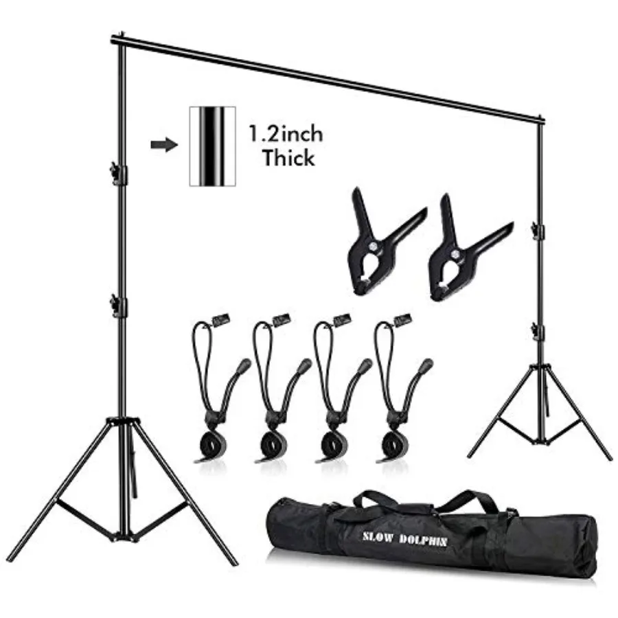 

Photo Video Studio 10ft W x 9.2ft H Heavy Duty Adjustable Photography Backdrop Stand Background Support System Kit with Carry B