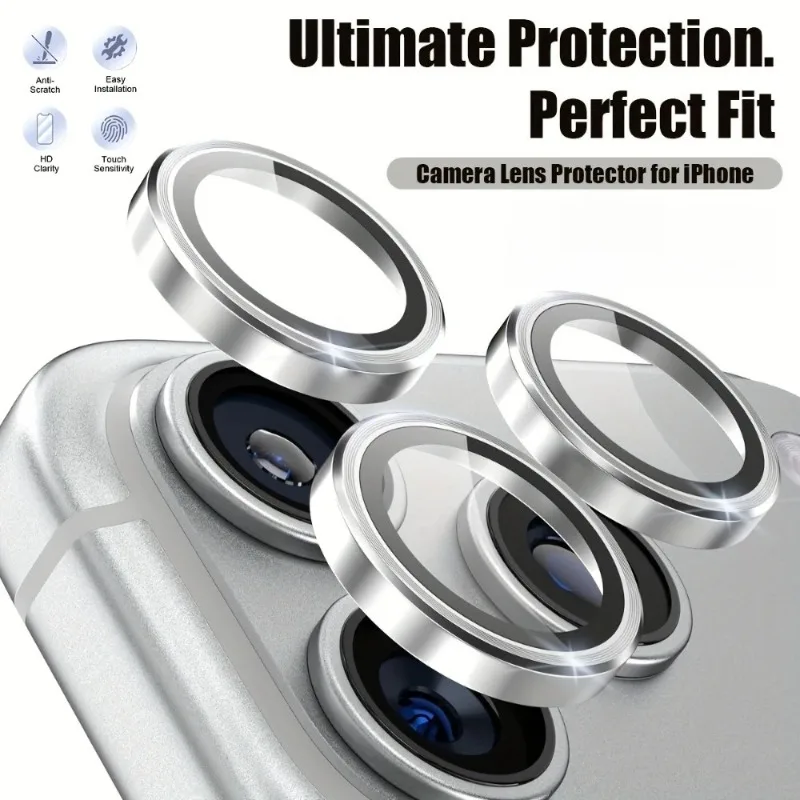 1Set Scratch-Resistant Ultra-Clear Tempered Glass Camera Lens Protector - for iPhone 17 16 15 14 13 12 11 Pro Max Perfect Fit