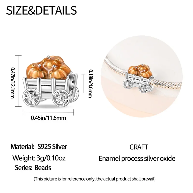Herbstserie aus 925er-Sterlingsilber, braune Ahornblätter, Vogelscheuche, Eichhörnchen, Kürbis-Charms, Perlen, passend für Pandach-Armbänder, DIY-Schmuck – Detail 28