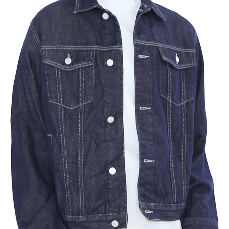 سترة رجالية عالية الجودة مخصصة من قماش الدنيم الأسود باهت، معطف كاجوال مغسول أساسي حضري، نمط ملابس الشارع متعدد الاستخدامات #3