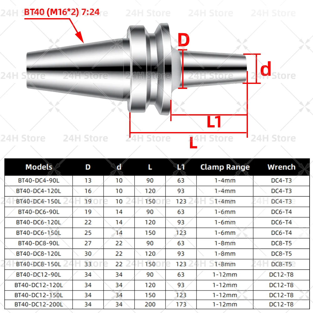 Precyzyjny, szybki uchwyt narzędziowy BT30 BT40 DC4 DC6 DC8 DC12, wrzeciono BT, uchwyt narzędziowy z mechanizmem odciągania DC, centrum obróbcze CNC — zdjęcie 7