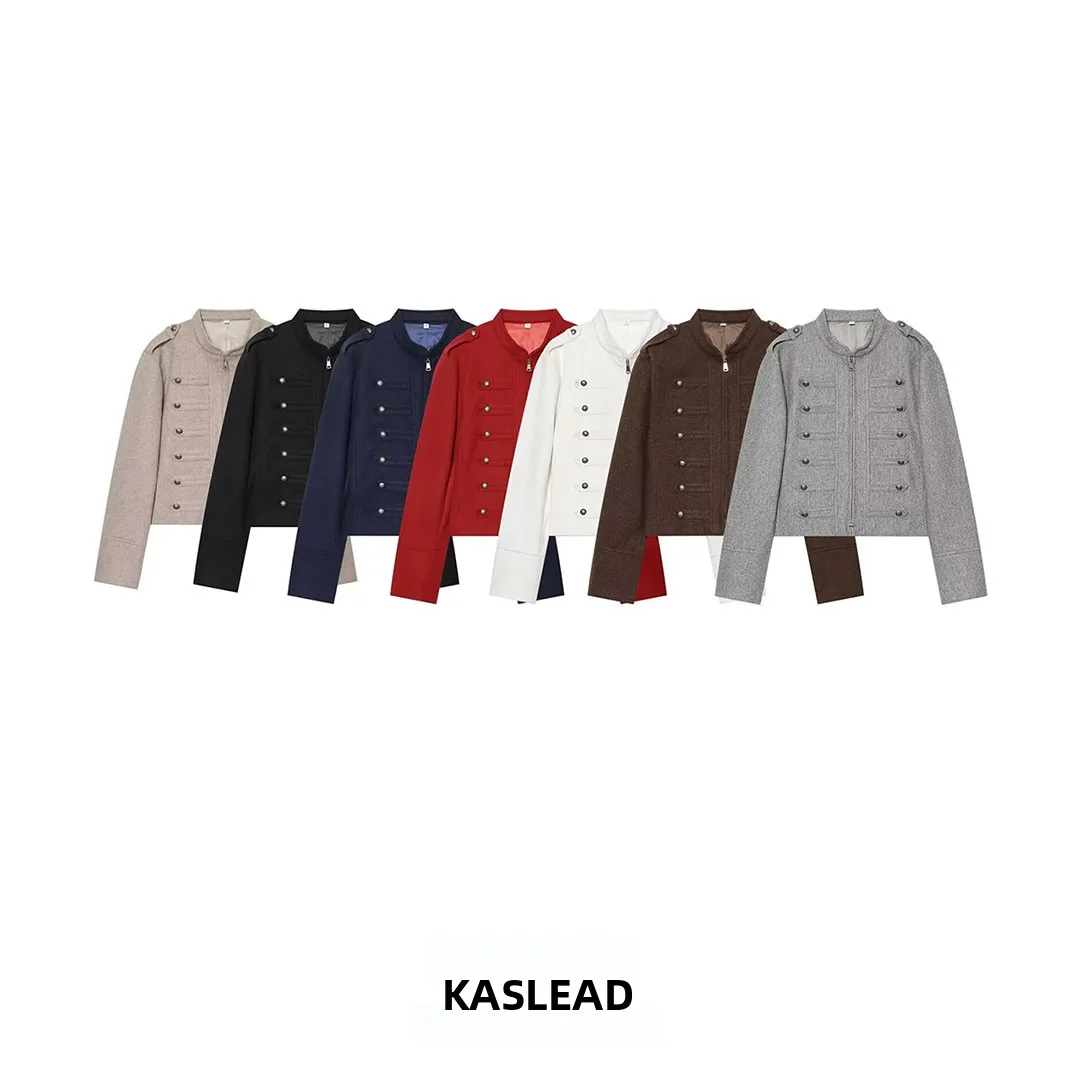 KASLEAD New Women's Fashion Soft Zipper Style Outerwear Simple Versatile Windproof Short Coat Polyester Fiber Long Sleeve