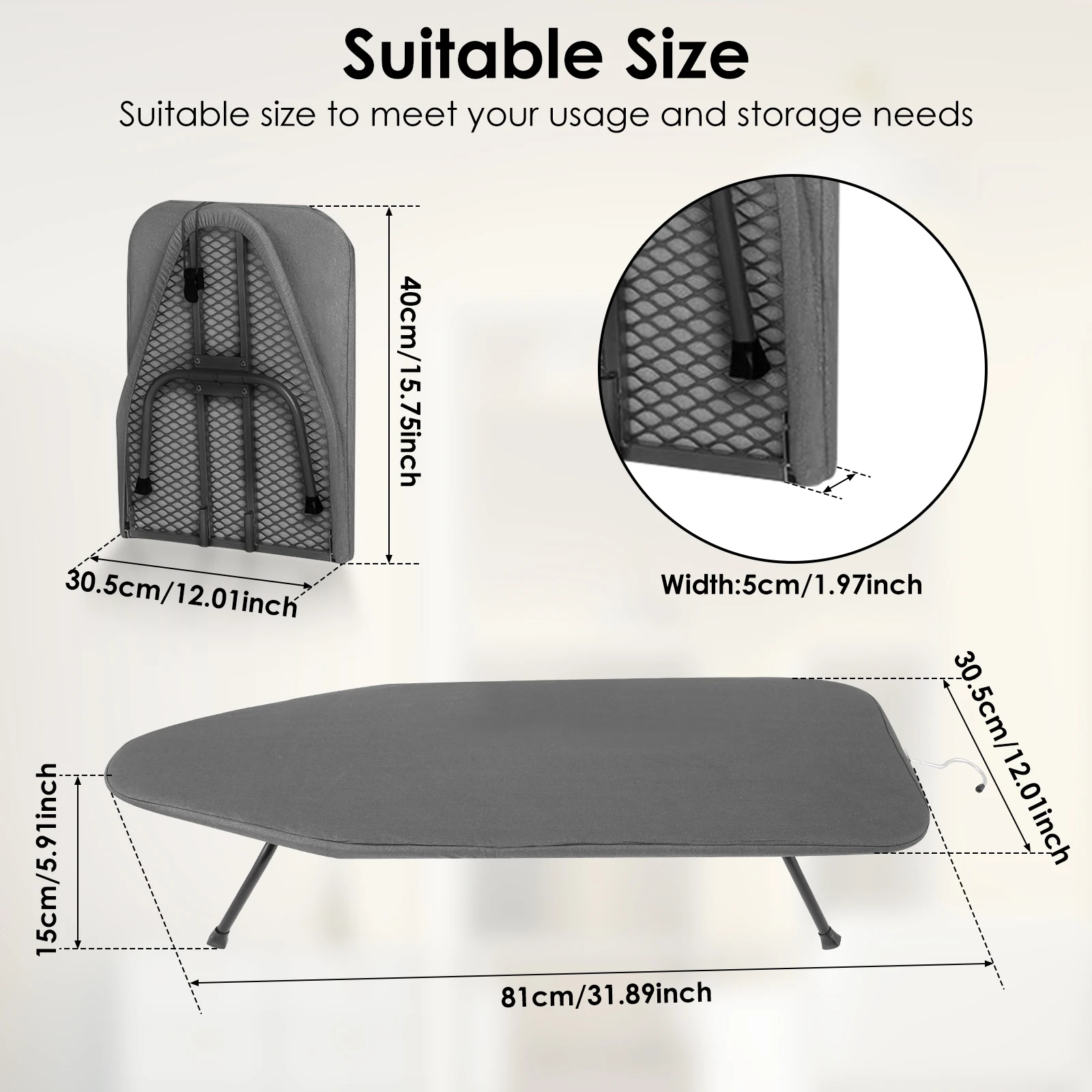 Настольная гладильная доска, складная маленькая гладильная доска, портативная гладильная площадка с термостойким чехлом для небольших помещений, железная одежда