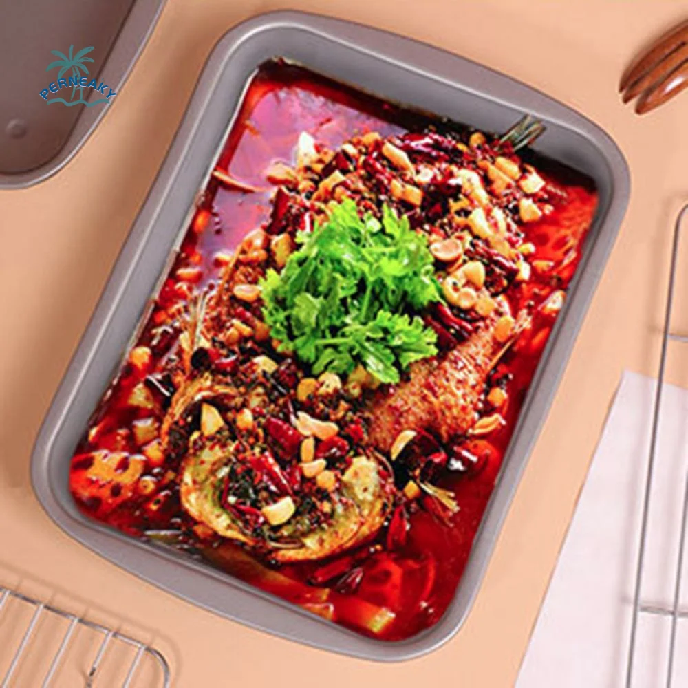 

BBQ Tray With Oil Filter Rack Baking Pan Deepened Non-Stick Broiler Pan Rectangle Food Cooling Tray Bread