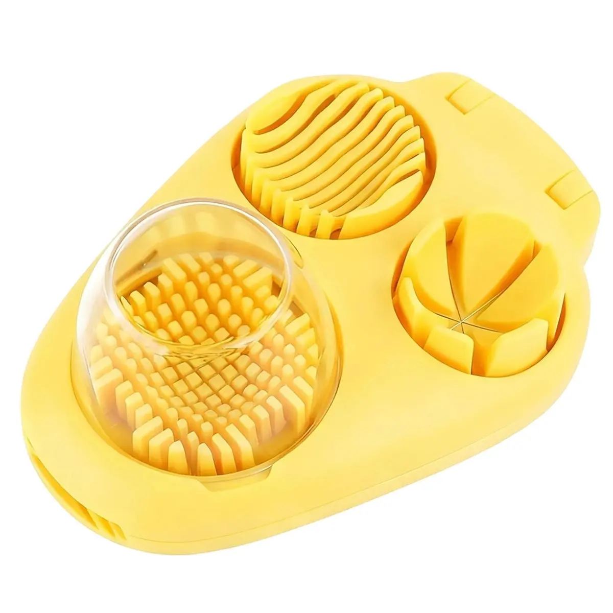 A330K 2-in-1 Egg Slicer for Hard-Boiled Eggs, Heavy-Duty Stainless Steel Fruit & Vegetable Slicer, Yellow Kitchen Gadget SUMMER