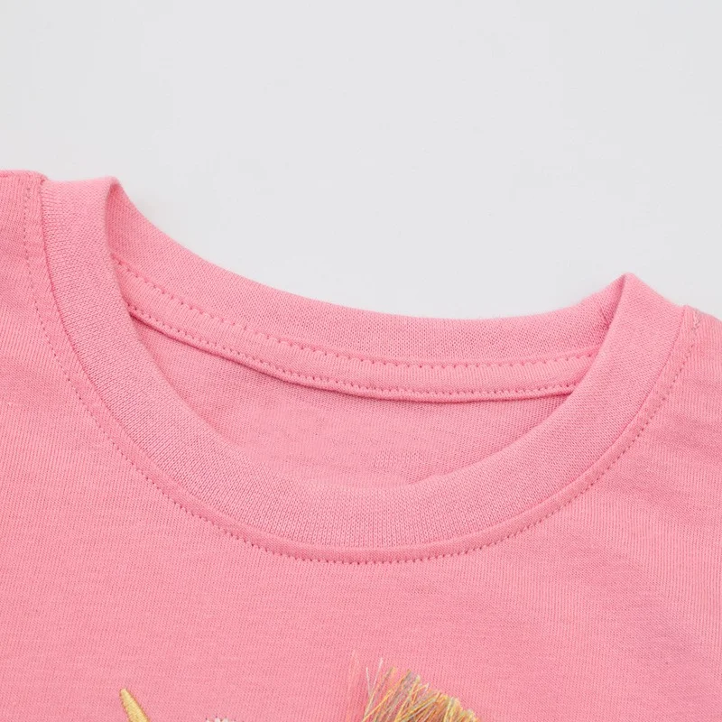 Jumping Meters 2-7T Summer Unicorn Girls Tshirts Cute Embroidery Children\'s Tees Short Sleeve Baby Clothing Fashion Kids Tops