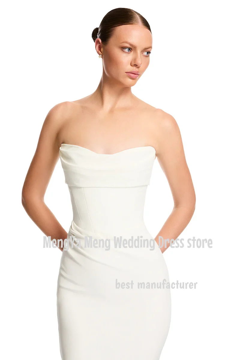 Simple Satin Wedding Dress 2025 Strapless Mermaid Bridal Dress Elegant Classic Backless Bride Gown Customized vestidos de novia