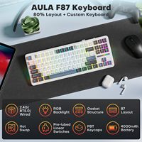 AULA F87 Pro Wireless Mechanical Keyboard Hot Swappable Gasket Structure Linear Switches 2.4Ghz/Type-C/Bluetooth Gaming Keyboard