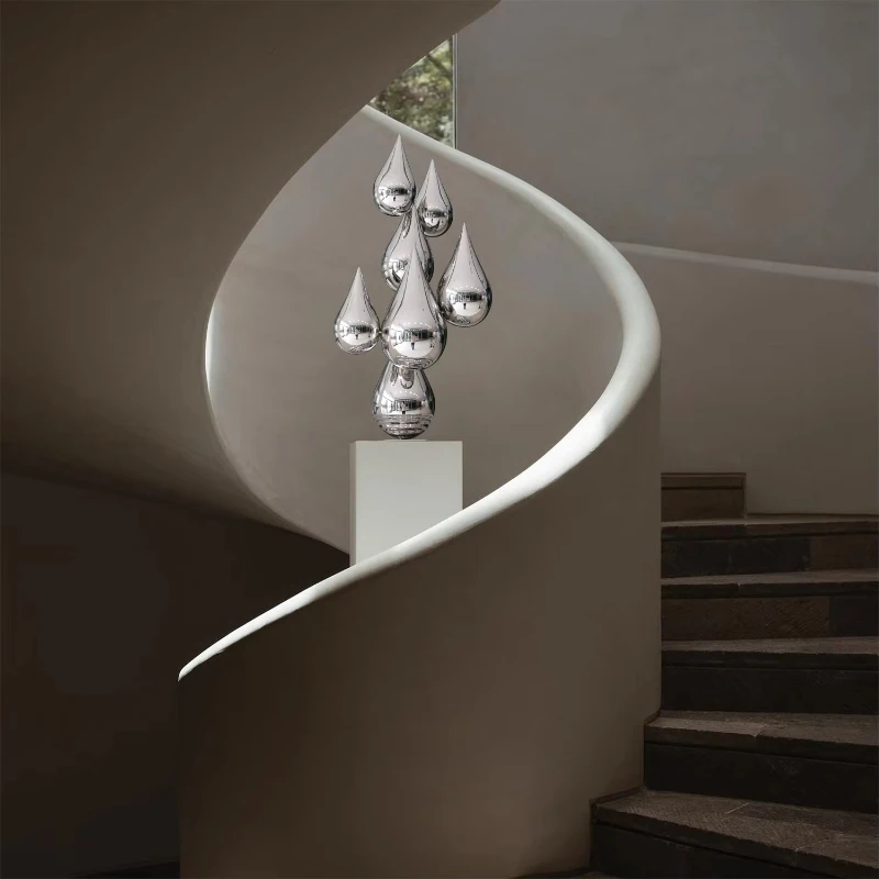 

Metal sculpture Abstract art Stainless steel water drop sculpture Interior decoration