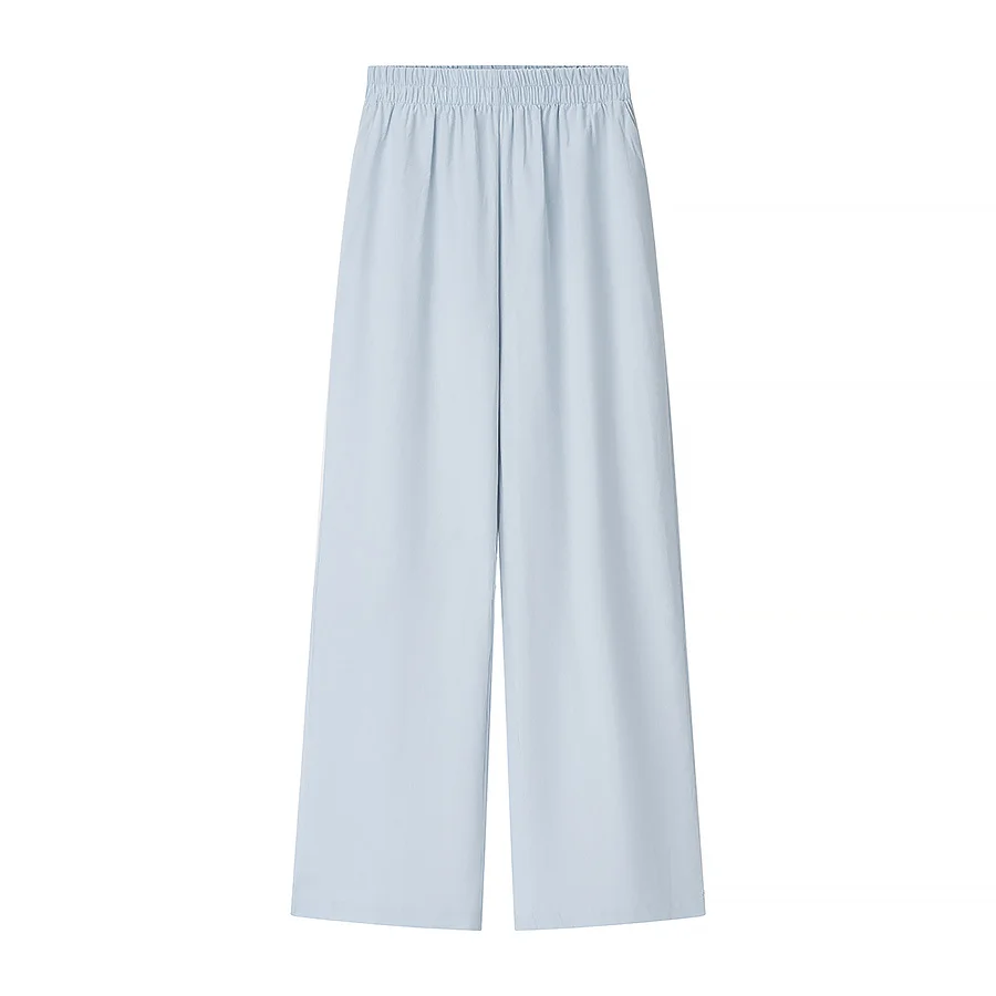 Bsk & tref2025 verão nova moda casual feminina simples lapela manga comprida camisa solta topo + calças de cintura elástica