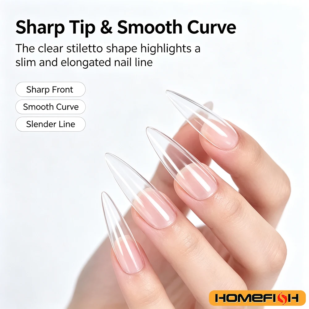 120/240 Stück XL Stiletto Gel X Nagelspitzen, transparente künstliche Nägel, extra lange Stiletto-Nägel, vollständige Abdeckung, Werkzeug zur künstlichen Nagelverlängerung – Detail 2