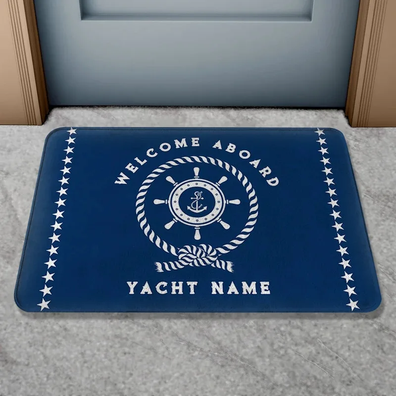 VIKAMA – paillasson de style nautique, tapis absorbant l'eau et antidérapant pour entrée et couloir, motif ancre bleue, décoration pour la maison
