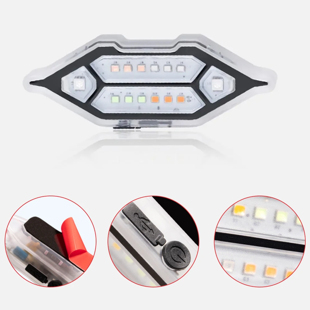 Solar Car Warning Light RGB Color for Universal Motobycles, Cars, SUV and Vans